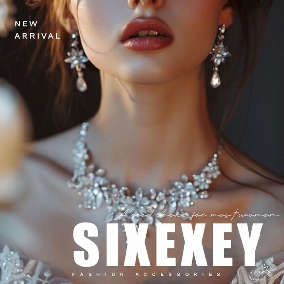 Women Bridal Rhinestone Jewelry Set Necklace Earrings Bracelet Ring - Picture 7 of 7